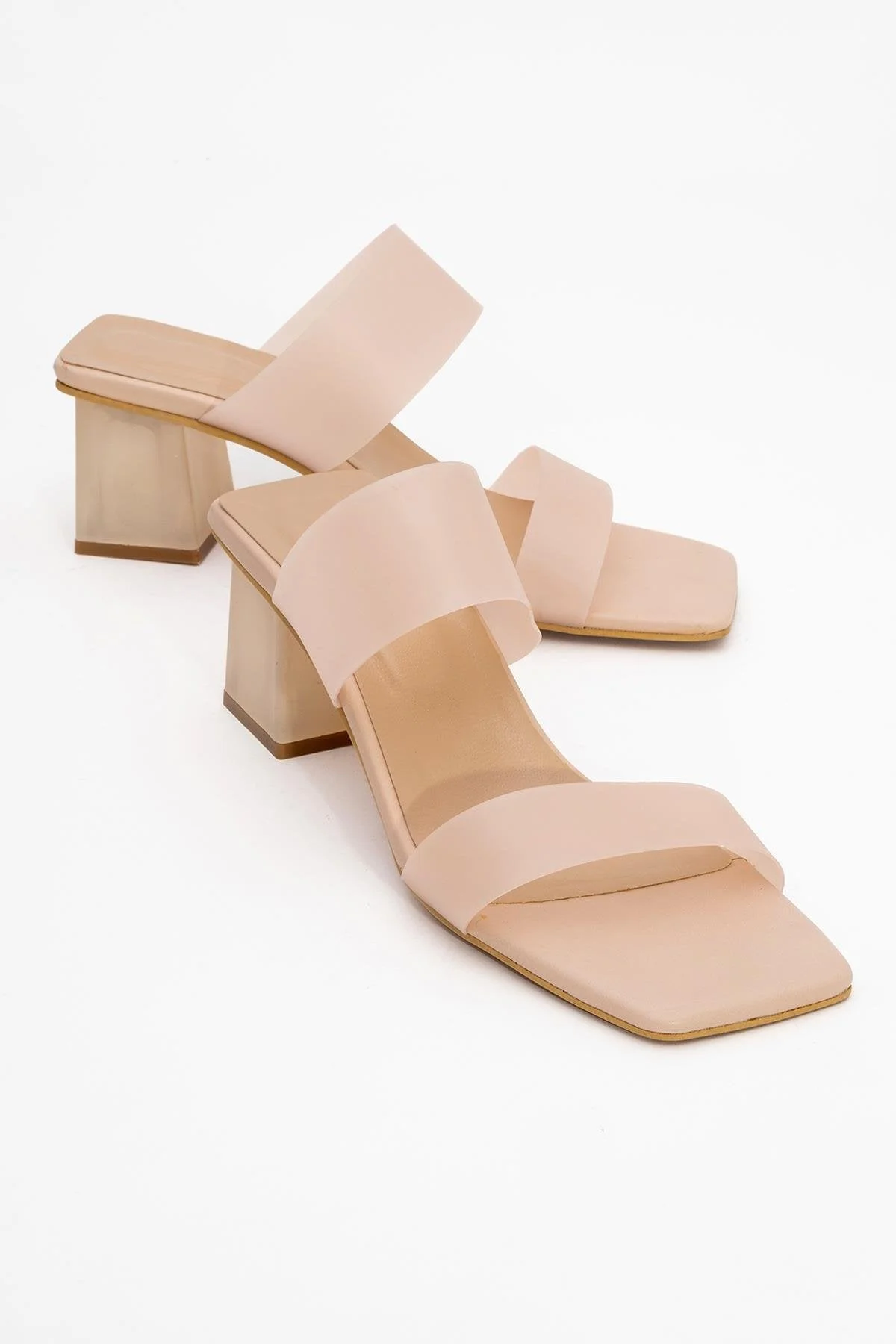 Nude Clear Strap Heeled Mule – image 1