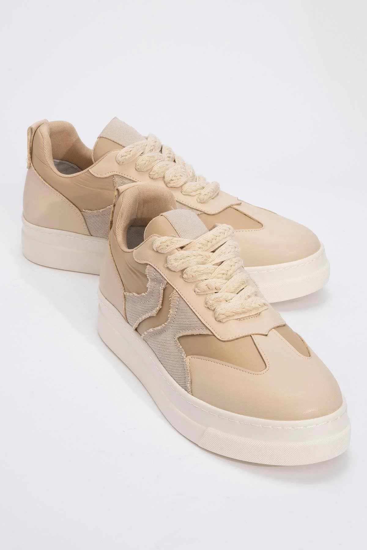Sande Beige Denim Detailed Sport Sneakers – image 1