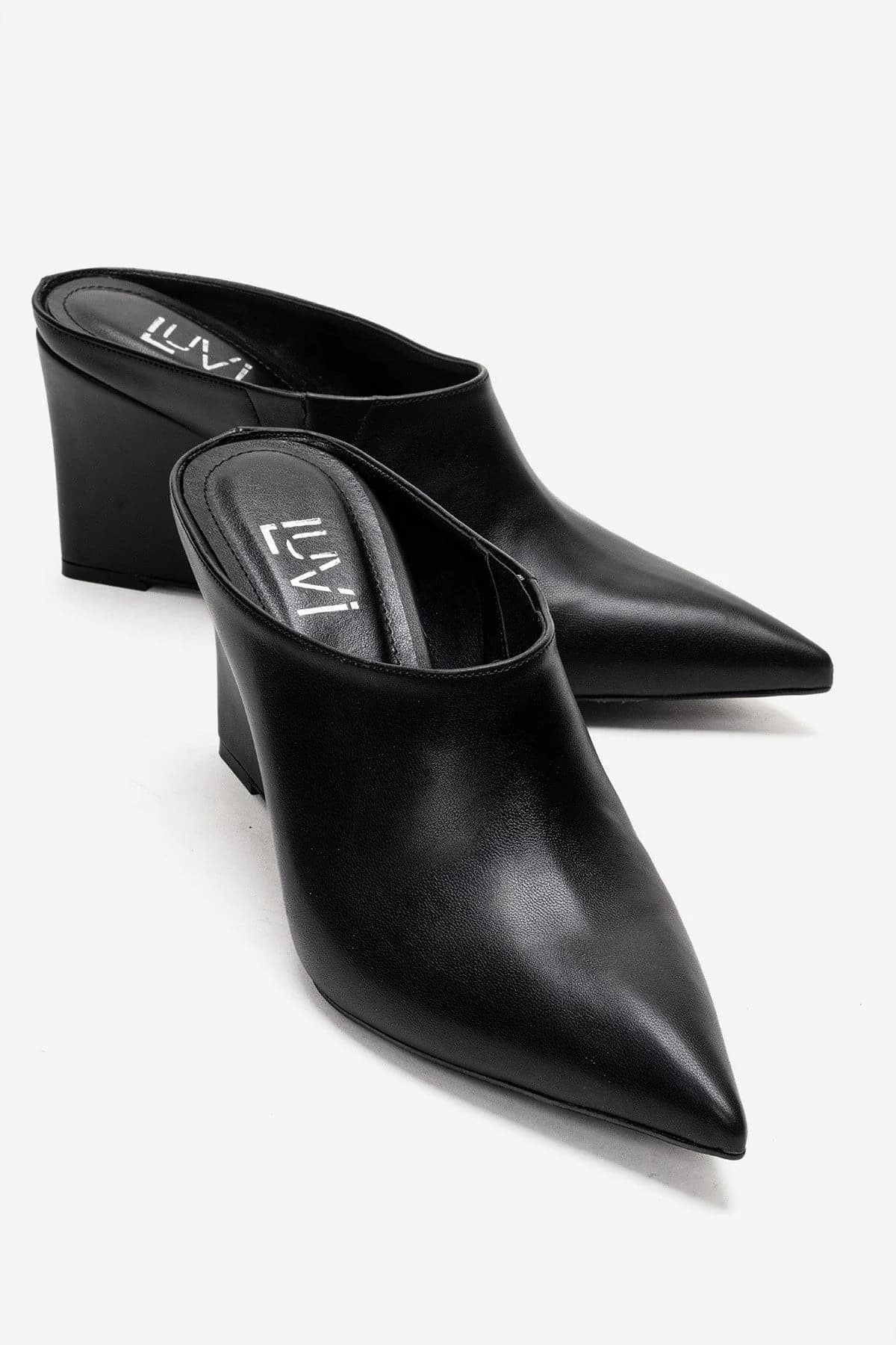 Black Wedge Heel Mule – image 1