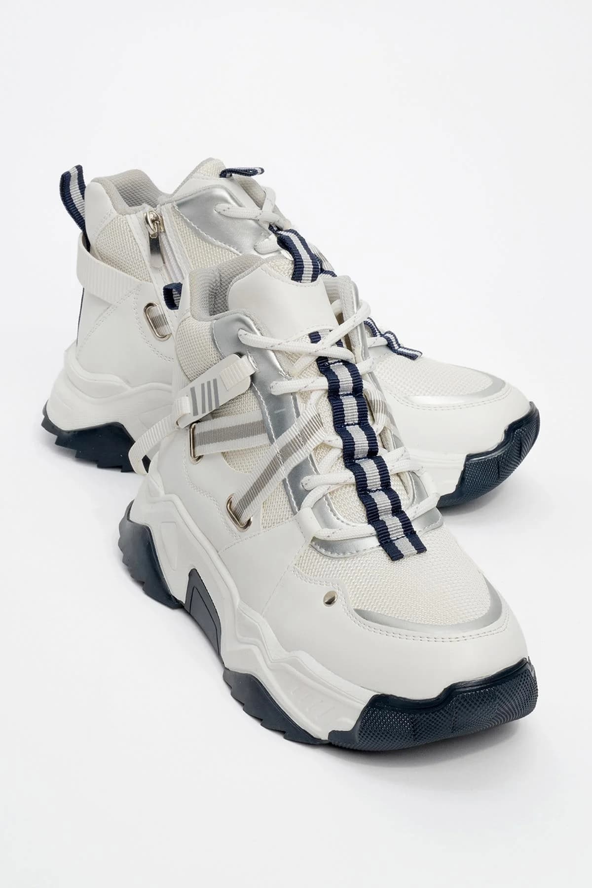 Seraphine - White Navy Zippered And Lace-Up Women's Sport Boot (Women)