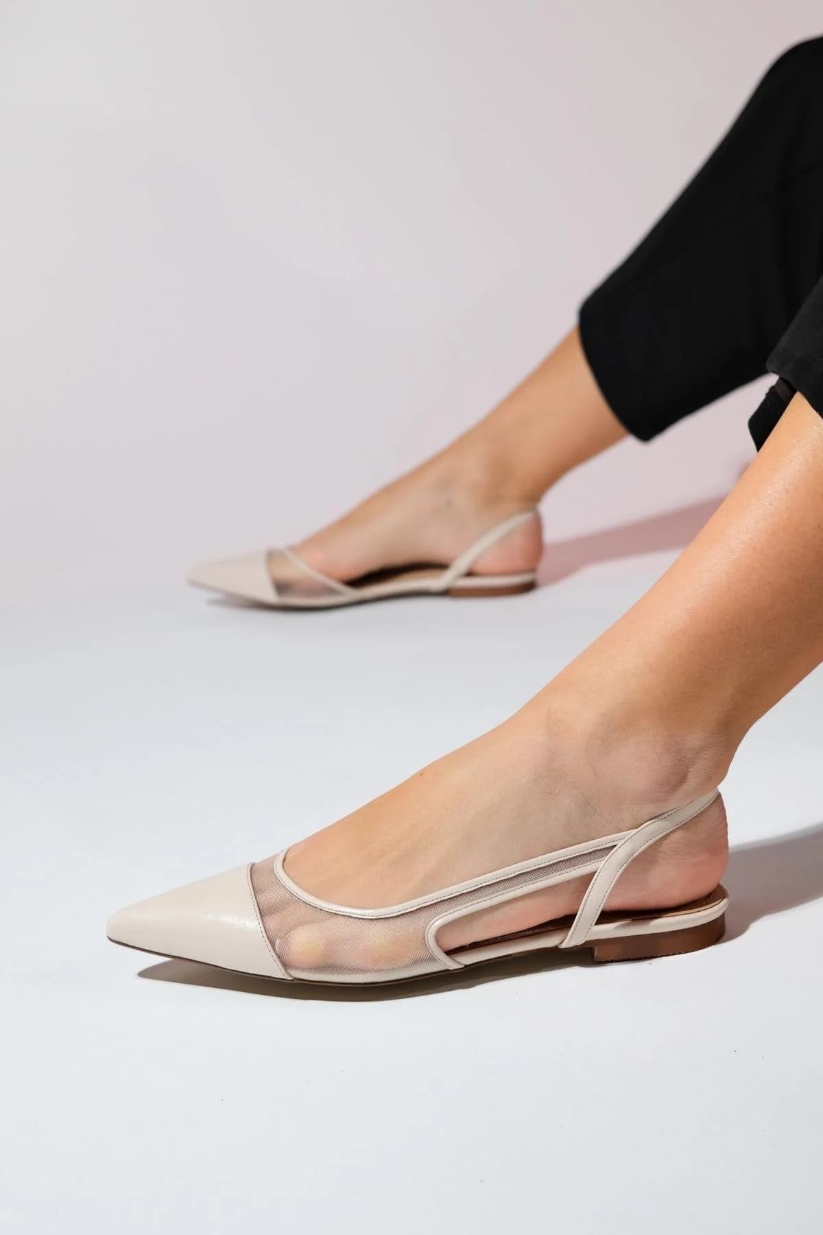 Stephen - Beige Pointed Toe Flat Sandal (Women)
