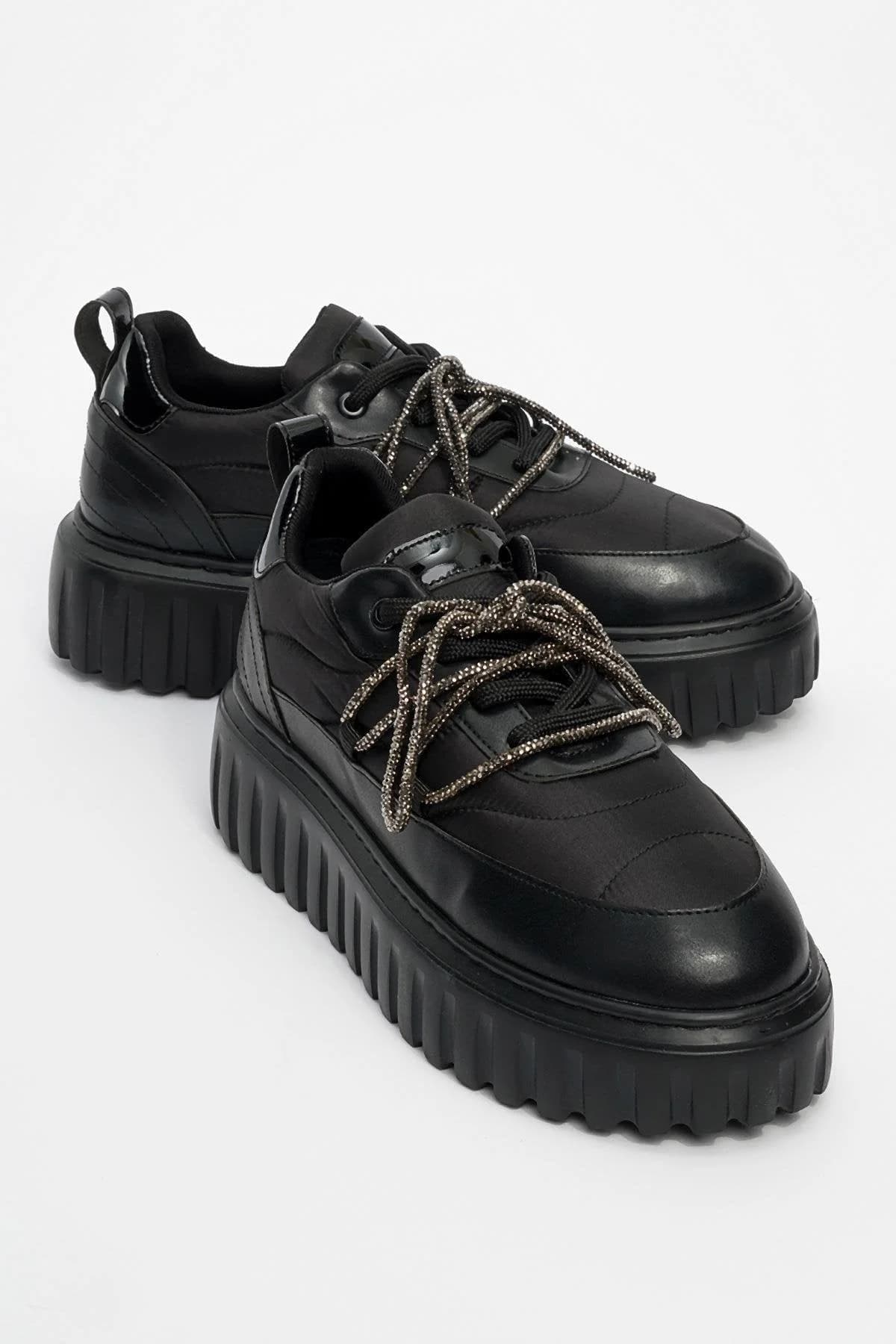 Theos - Black Parachute Stone-Embellished Sneaker (Women)