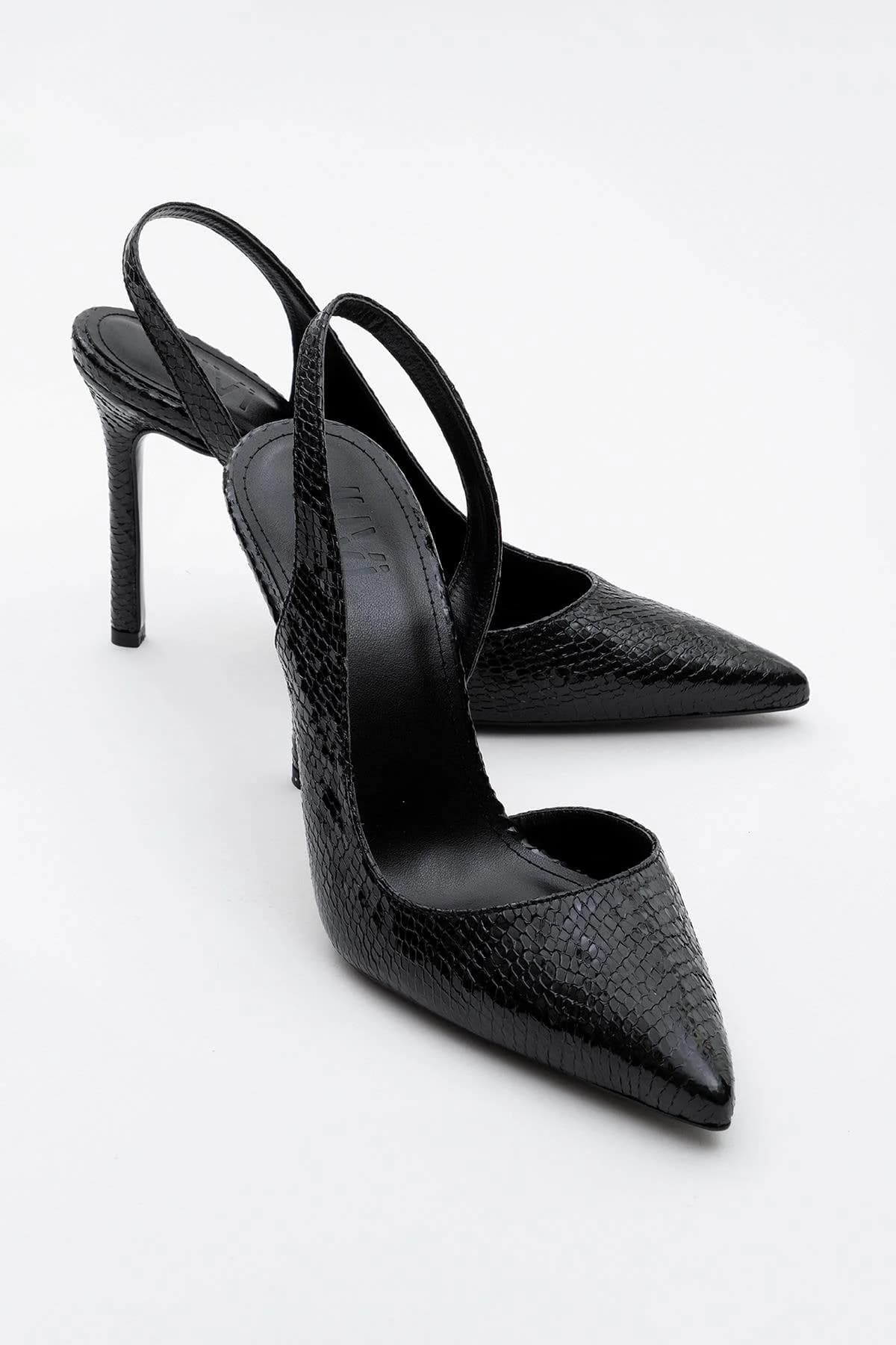 Twine - Black Patterned Heeled Shoe (Women)