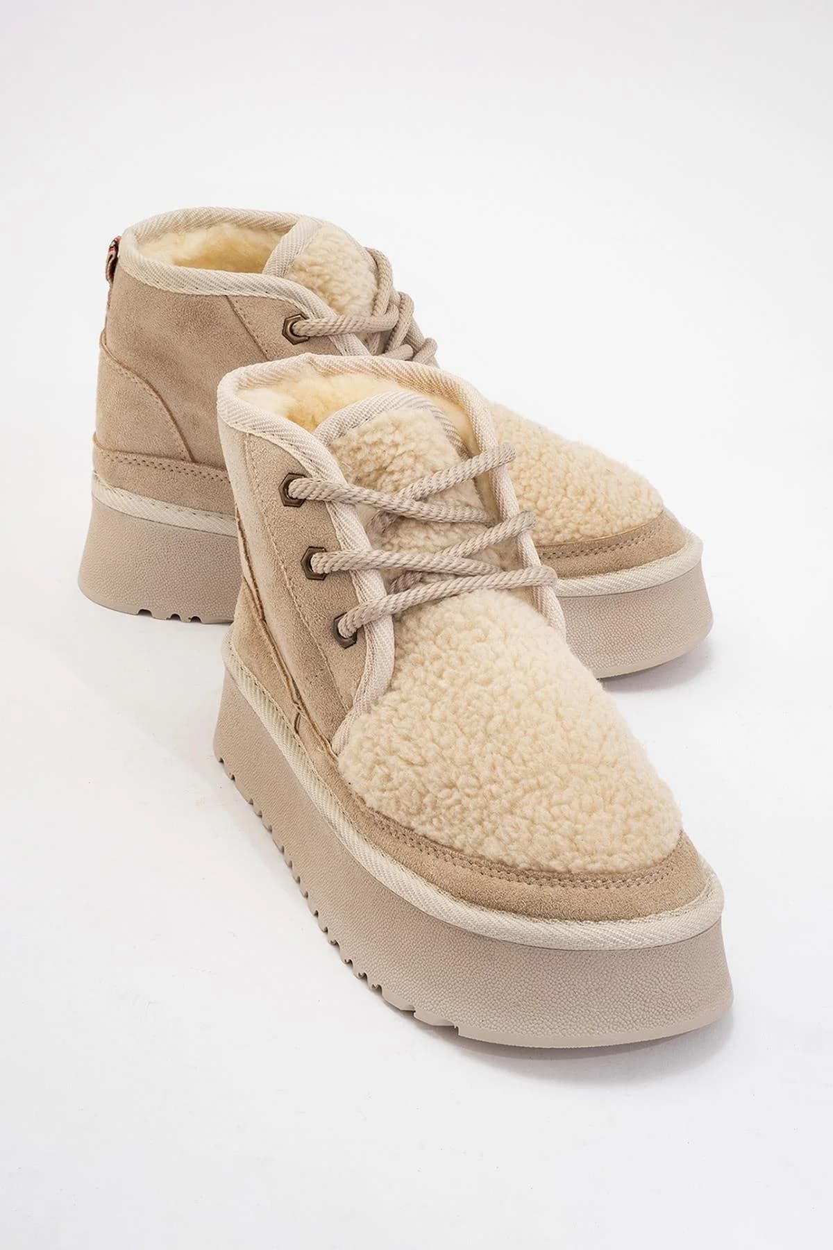Tyson Beige Lace-Up Platform Sport Boot – image 1