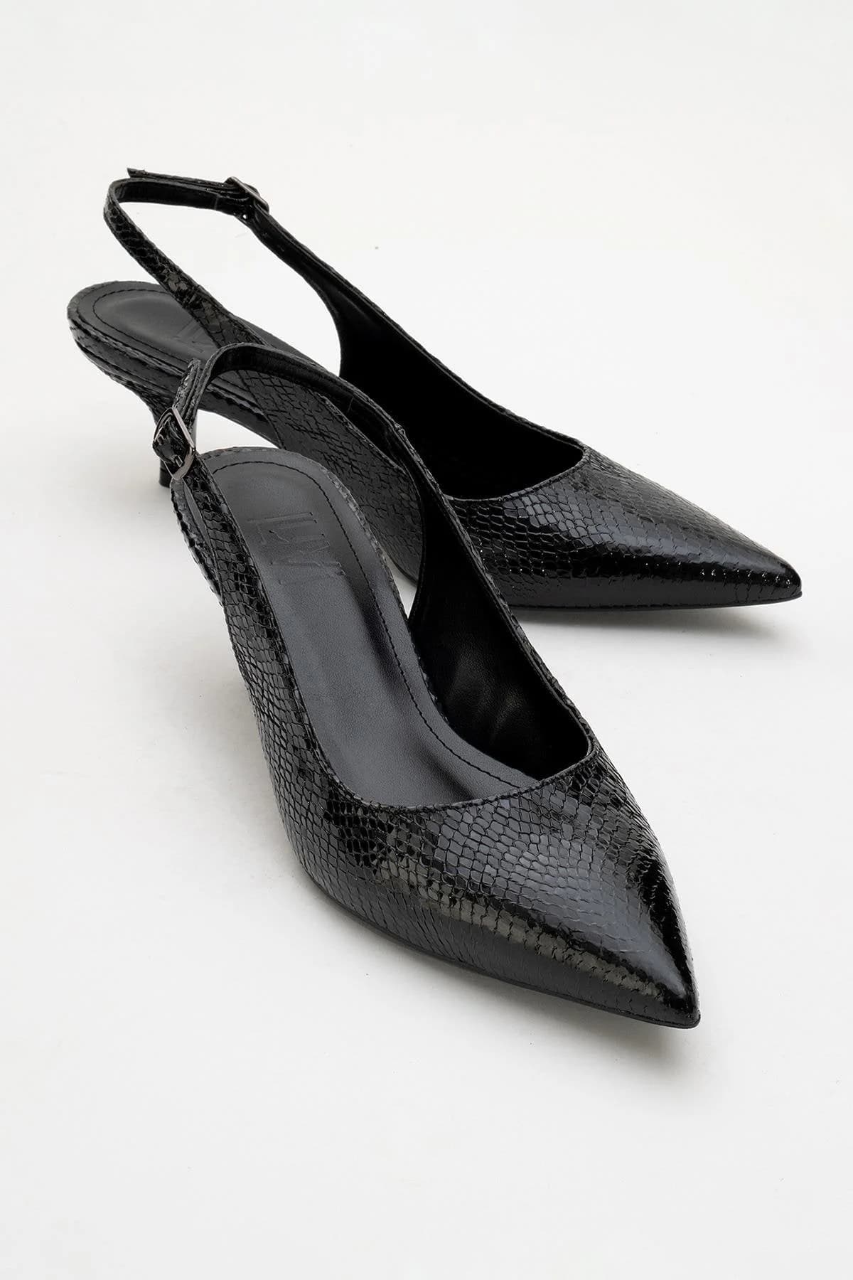 Value - Black Patterned Heeled Shoe (Women)