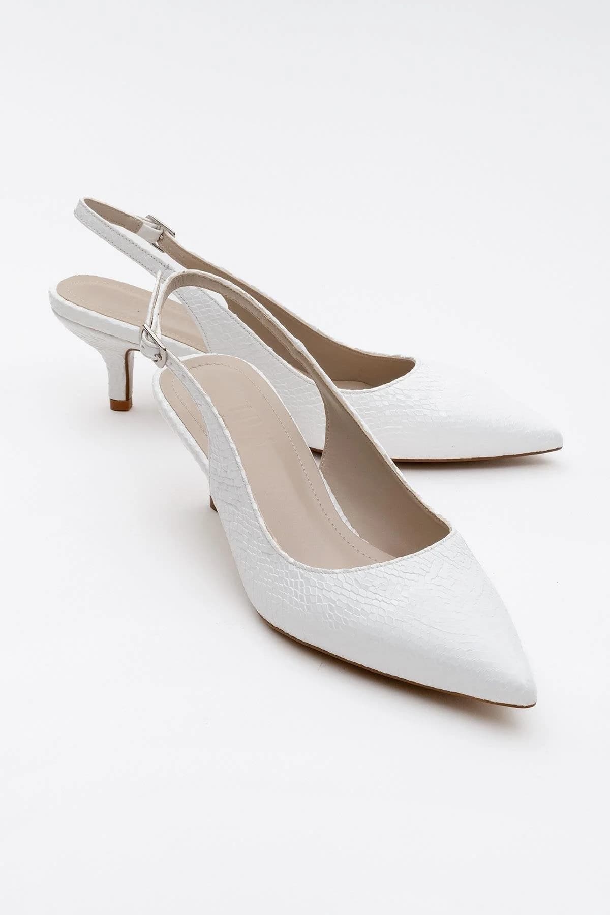 White Patterned Heeled Shoe – image 1
