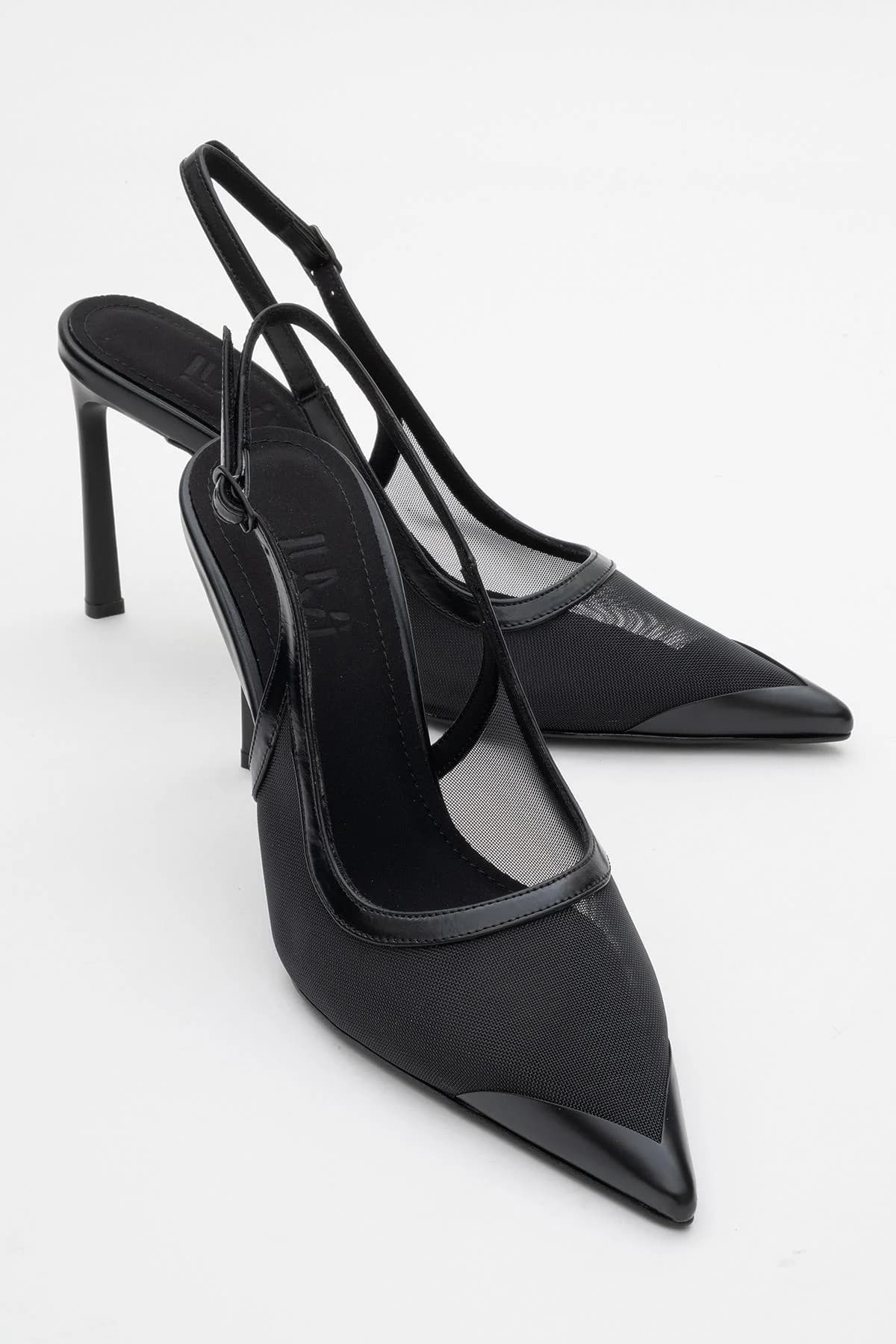 Venas - Black Mesh Slingback Stiletto (Women)