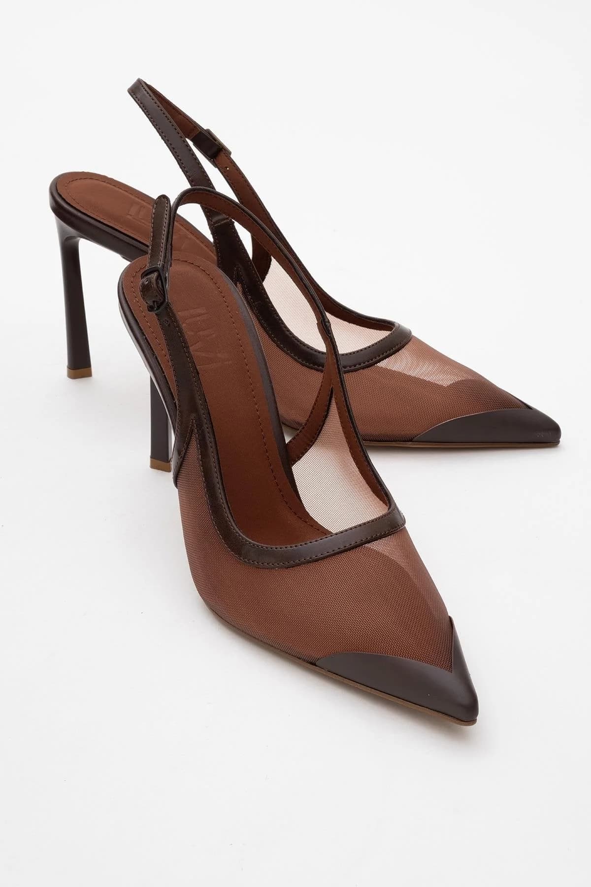 Venas - Brown Mesh Slingback High Heel (Women)
