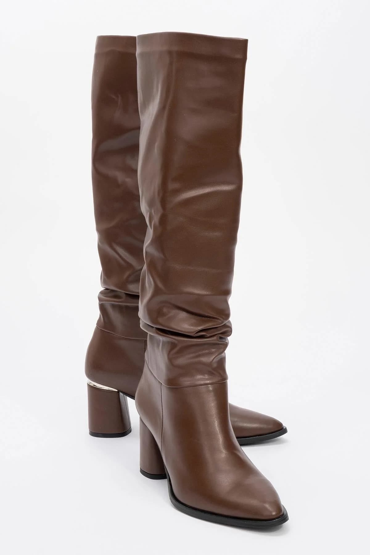 Vianella - Brown Gusset Block Heel Boot (Women)