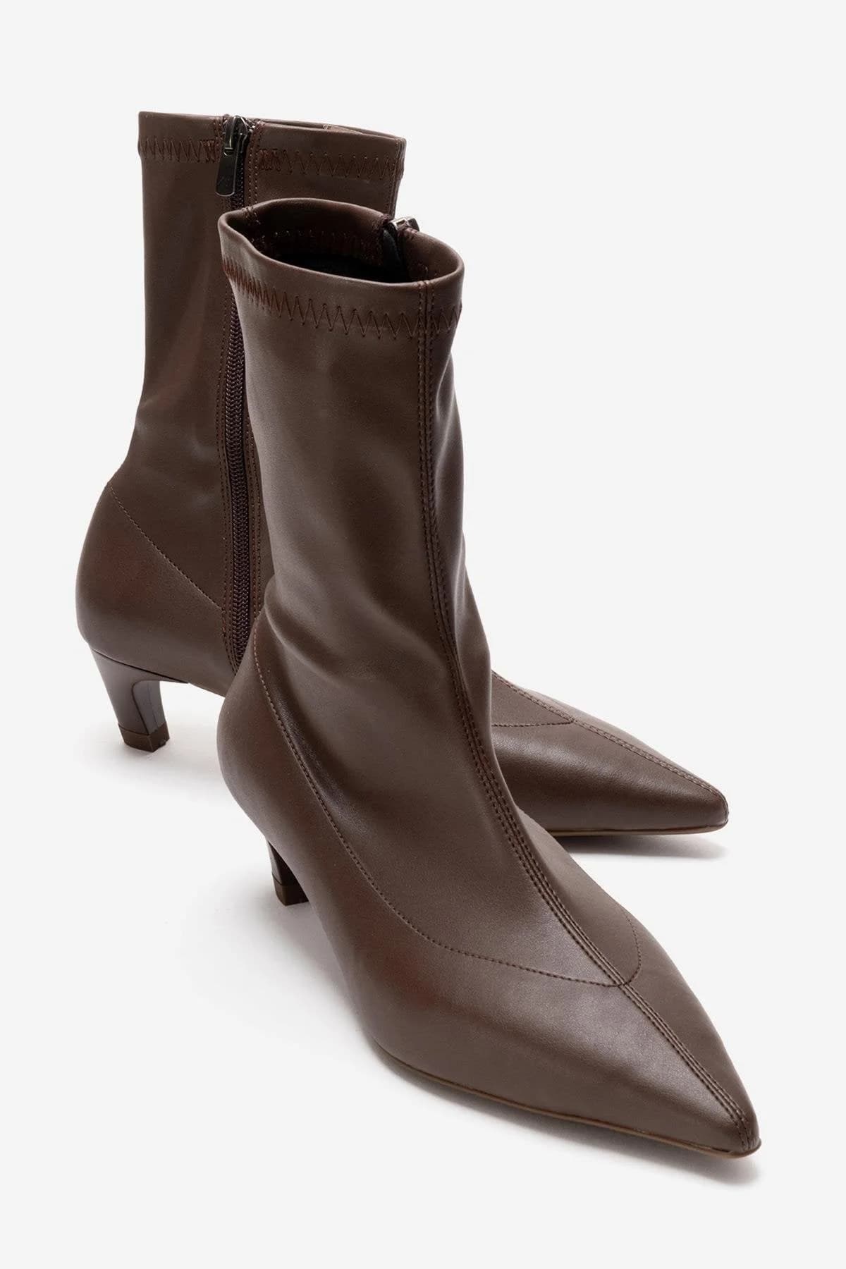 Alora Brown Kitten Heel Boot – image 1