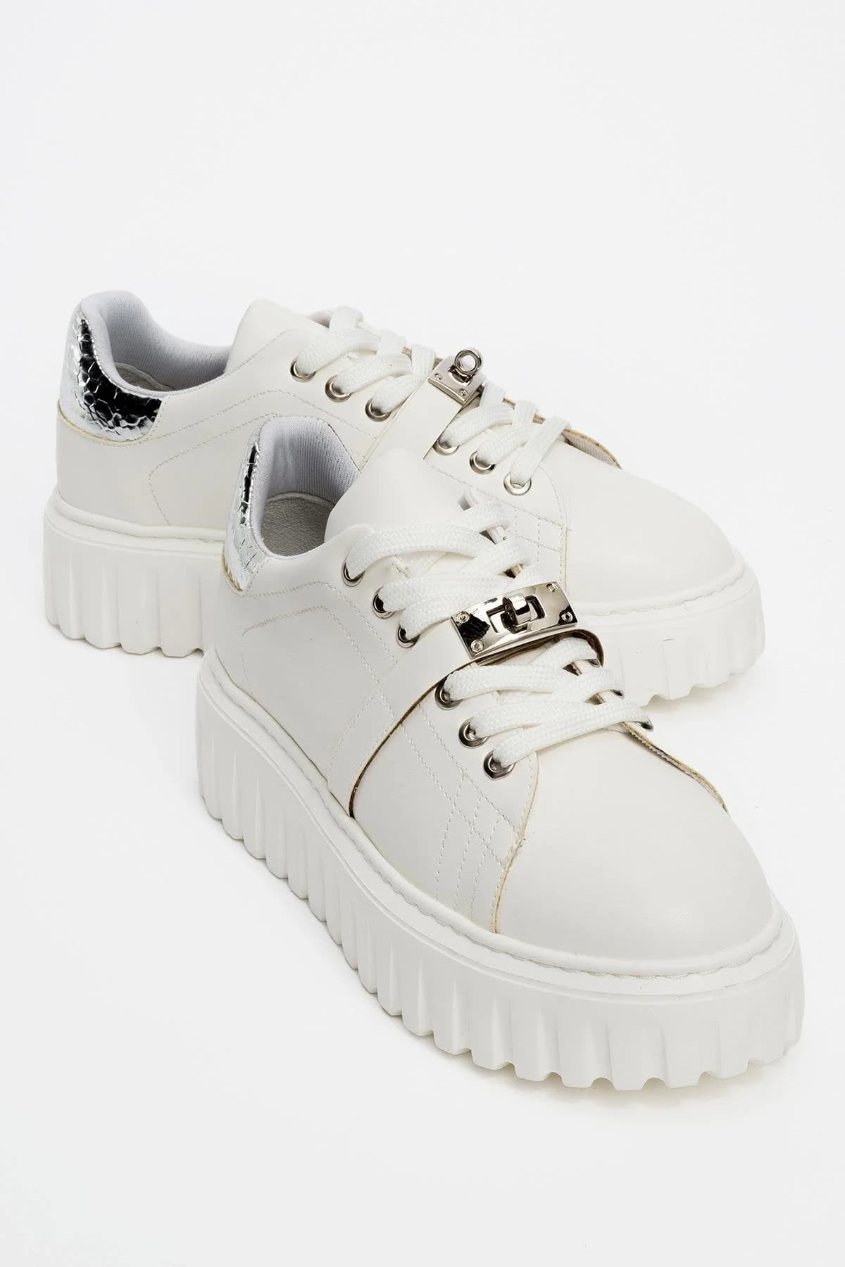 Andro - White Silver Thick Sole Women's Sneaker (Women)