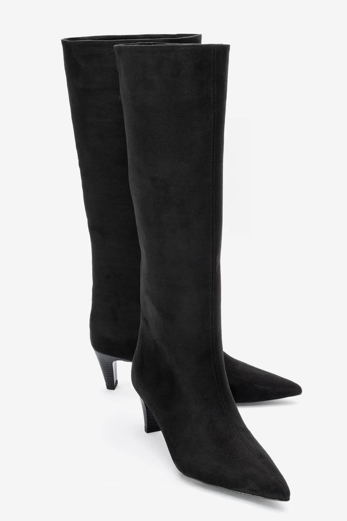 Armelia - Black Kitten Heel Knee-High Boot (Women)