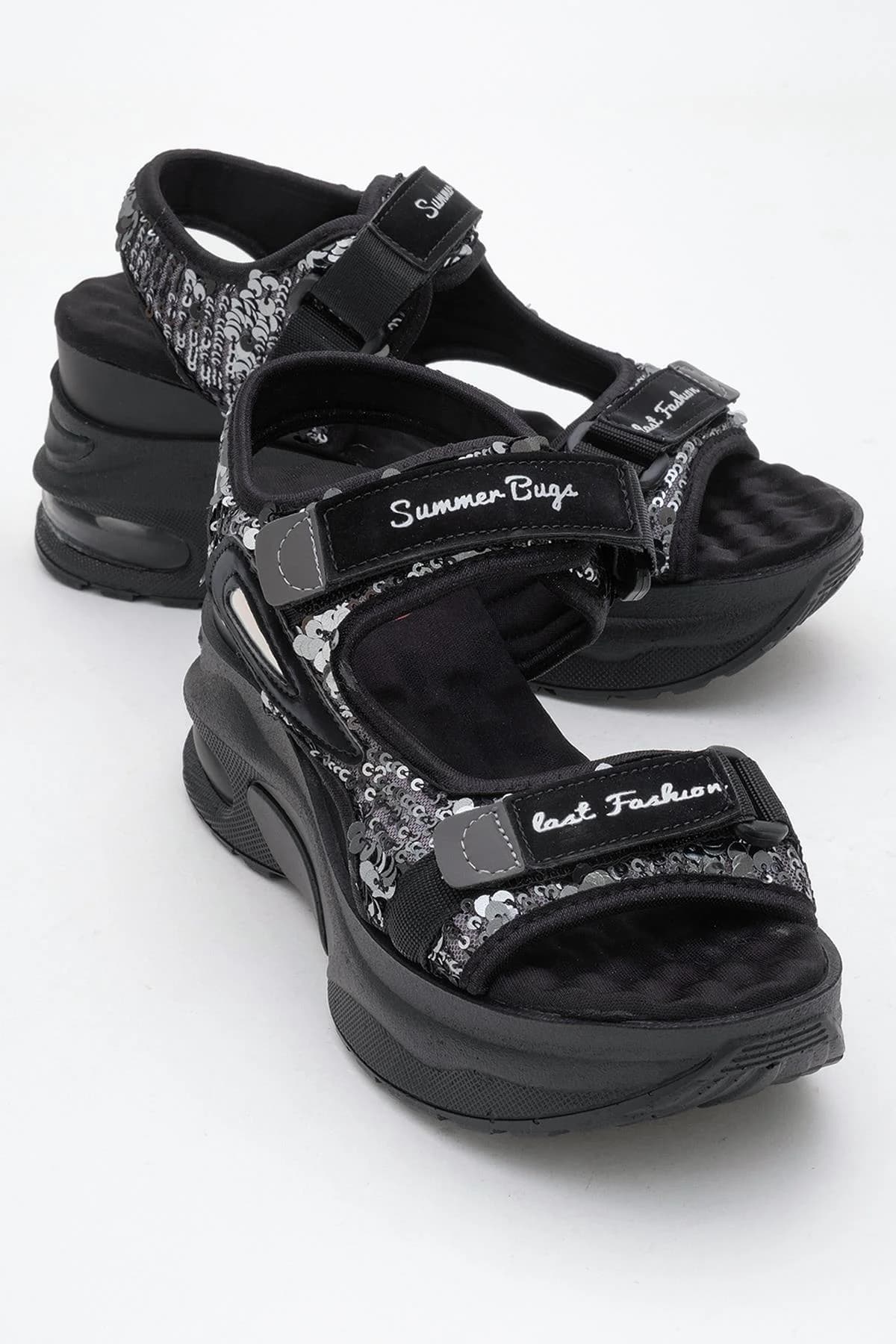 Arthur - Black-Grey Platform Sport Sandal (Women)