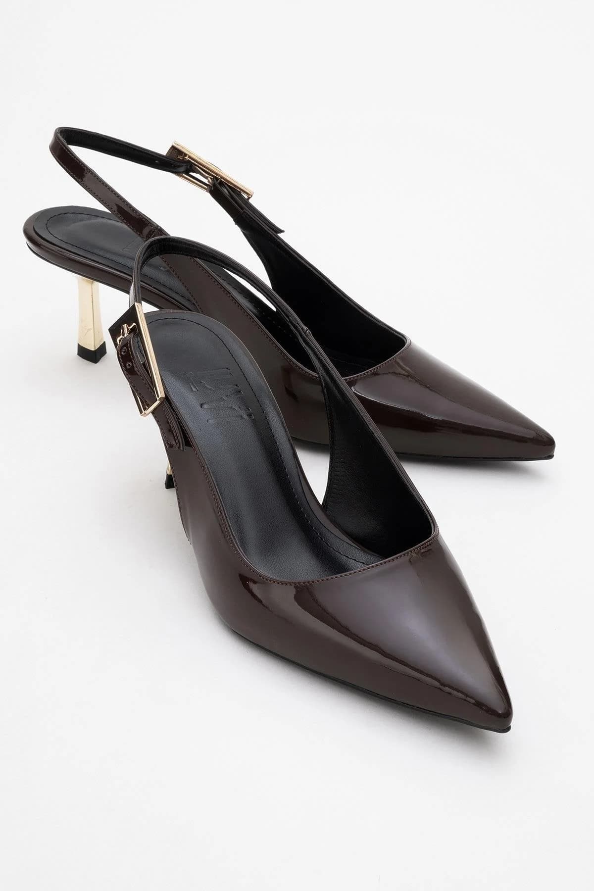 Arty - Brown Patent Pointed Toe Slingback Stiletto (Women)