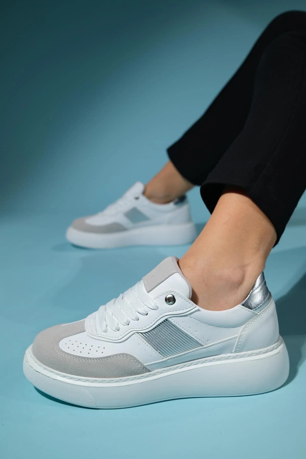 Beice - White Gray Athletic Sneaker (Women)