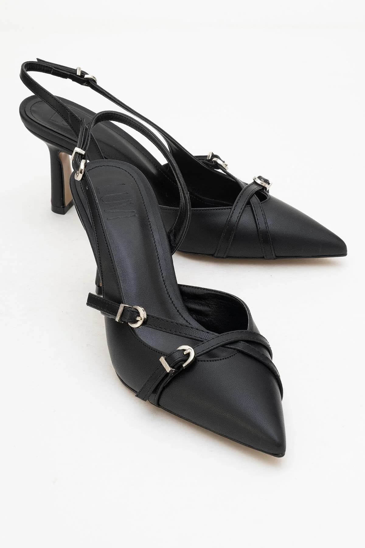 Biana - Black Buckle Pointed Toe Pump (Women)