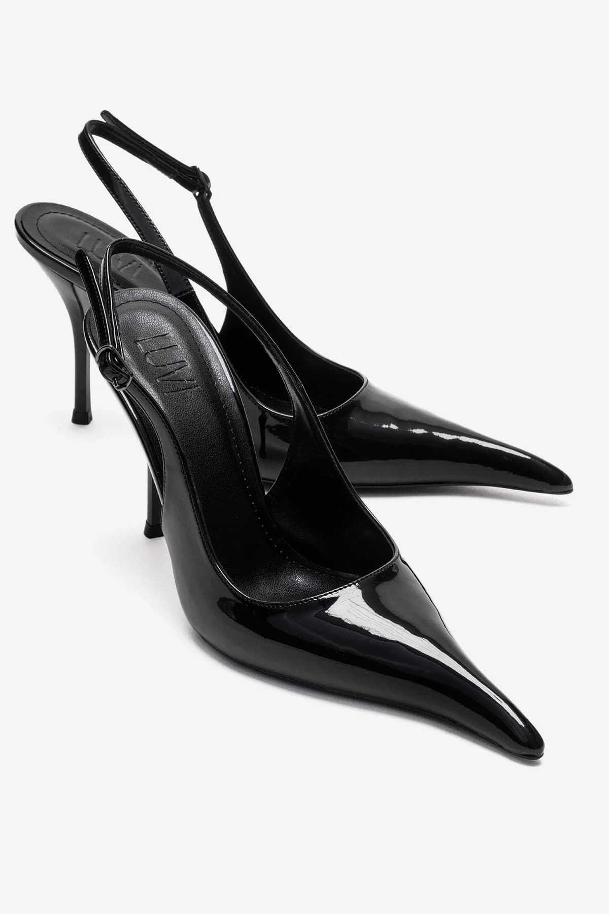 CANDY - Black Pointed Toe Slingback Stiletto Pump (Women)