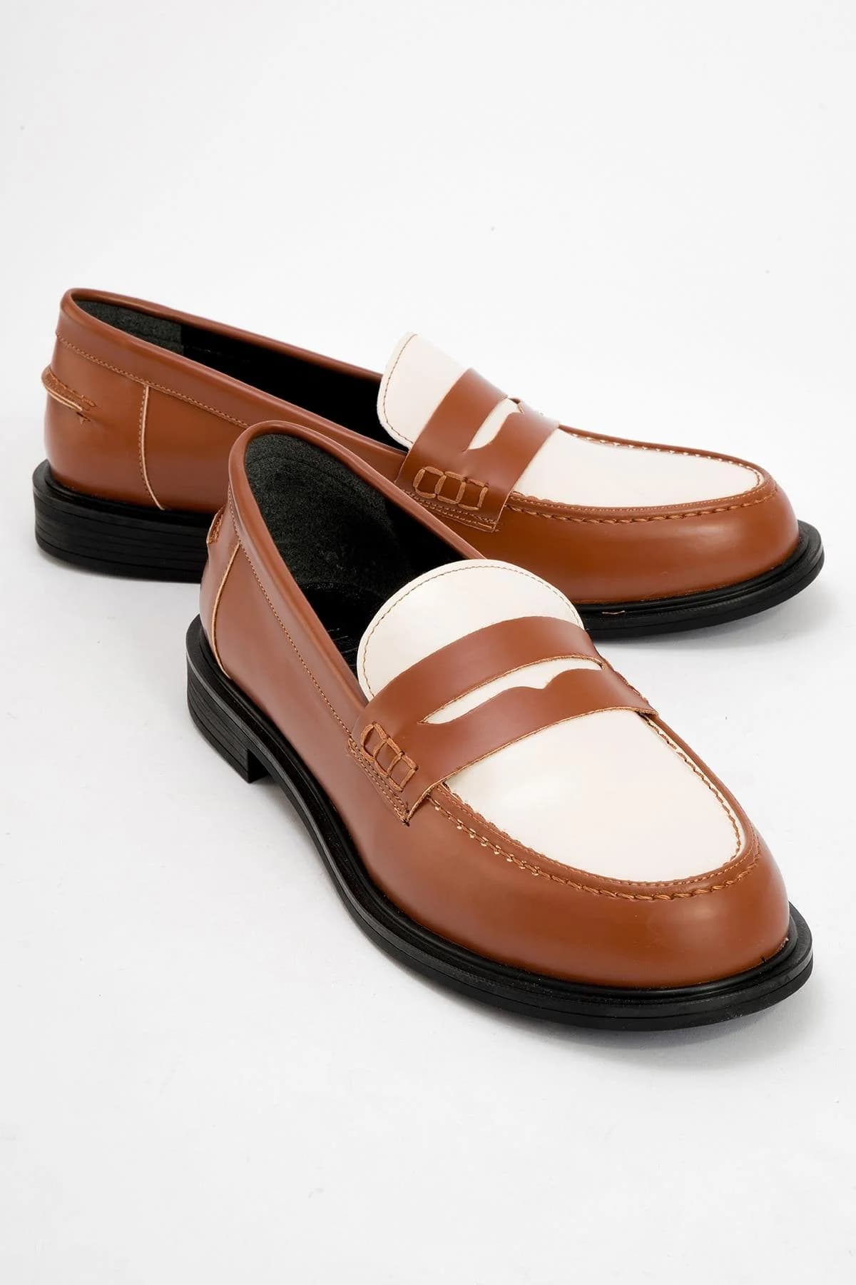 Cognac Brown Faux Leather Loafer – image 1