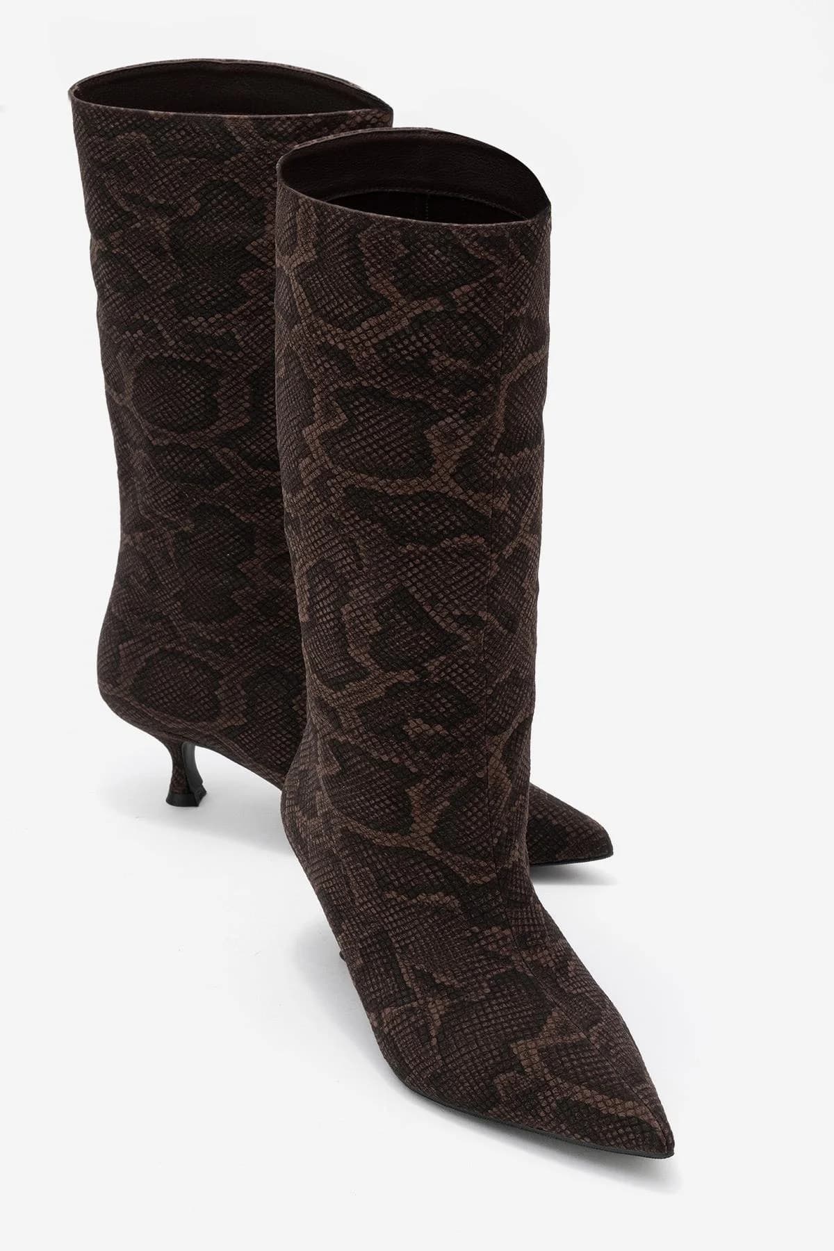 Crow - Brown Patterned Pointed Toe Ankle Boot (Women)