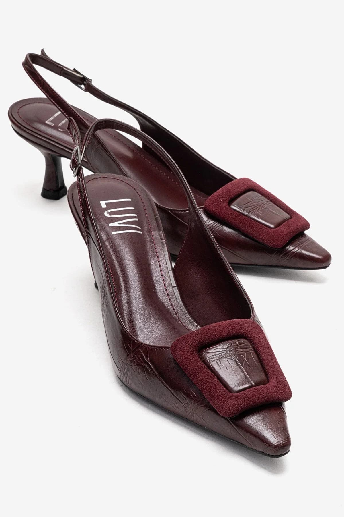 DUBLIN - Burgundy Printed Buckle Stiletto Pump (Women)
