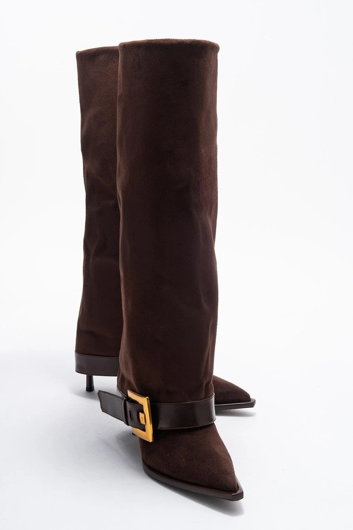 Elva Brown Buckle Stiletto Boot – image 1