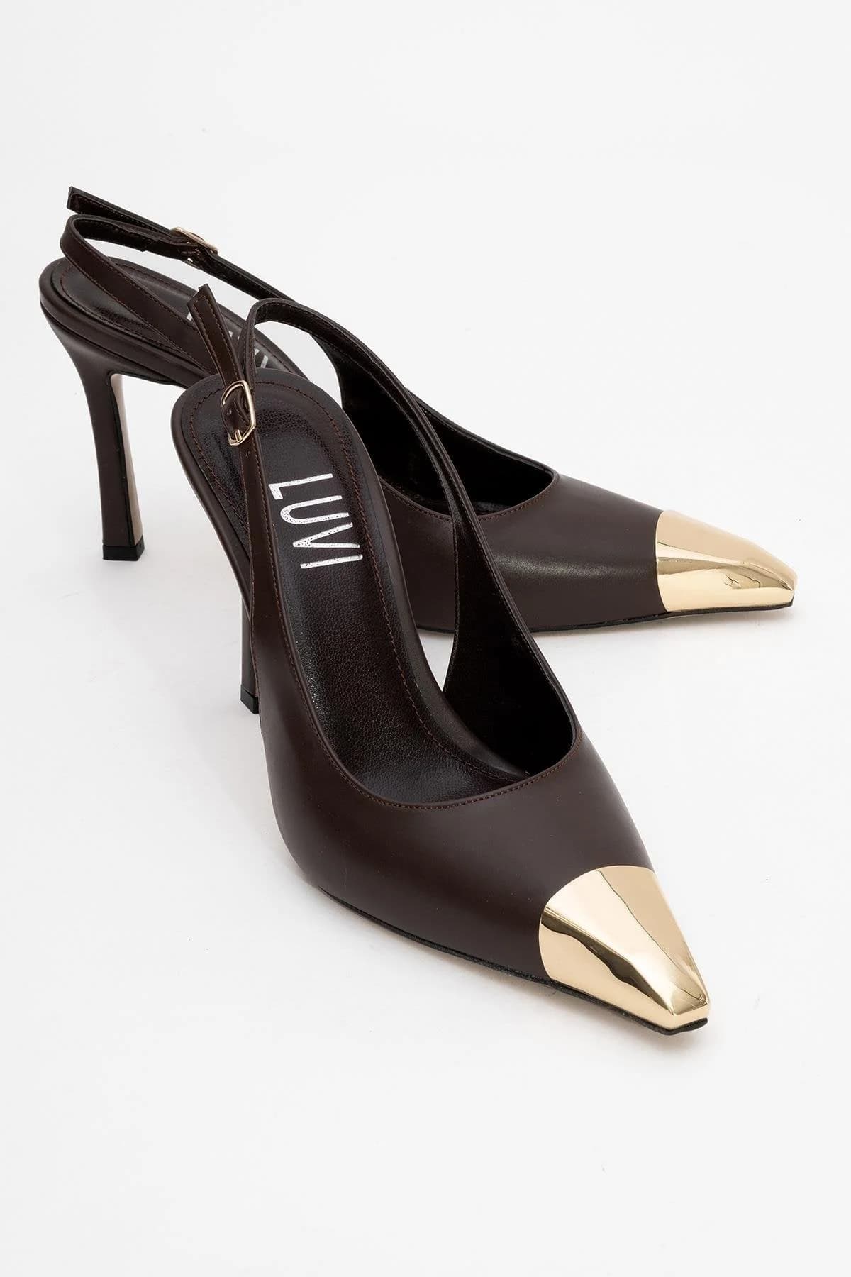 Flare - Brown Gold Detail Heeled Shoe (Women)