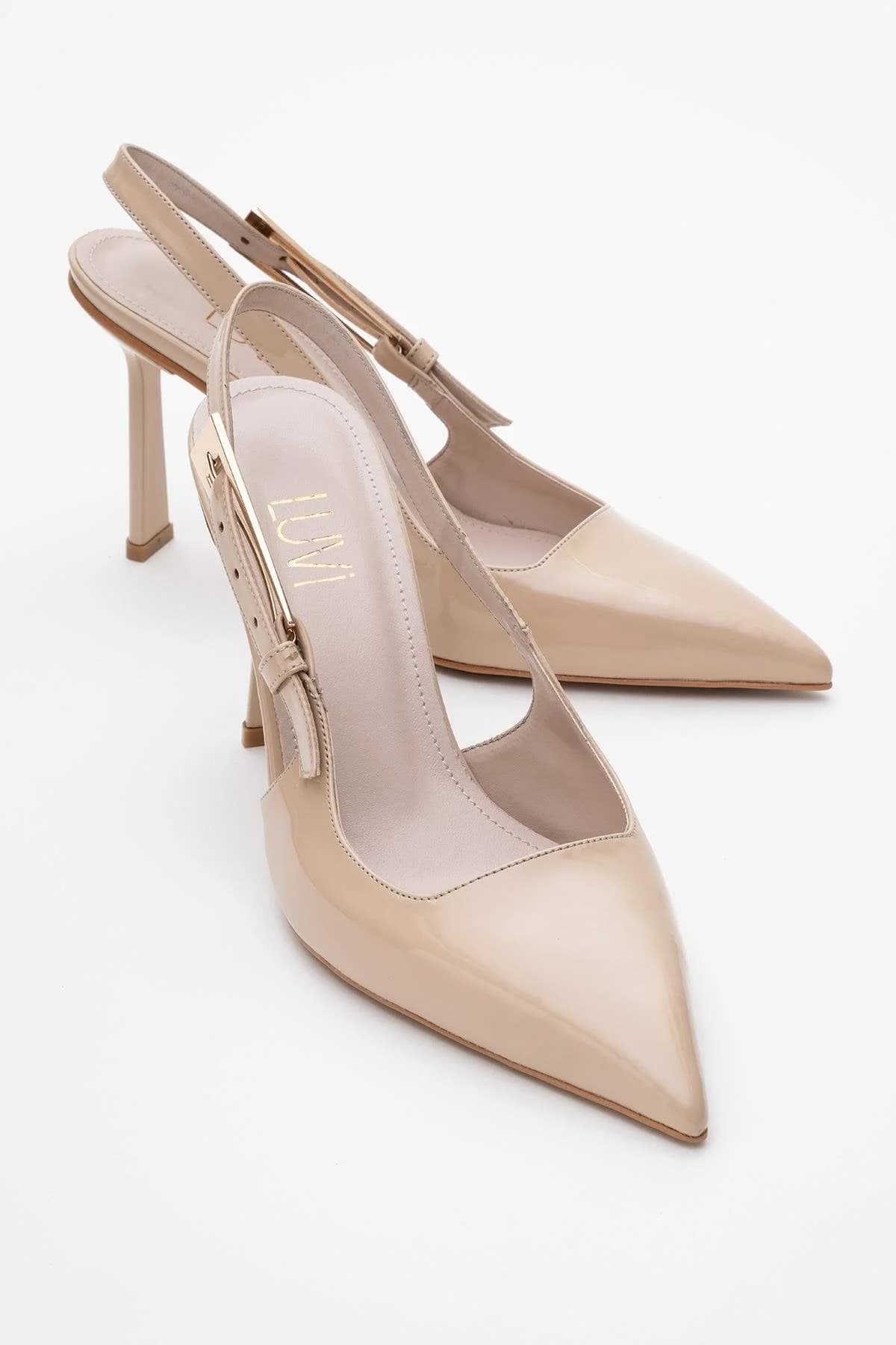 Glory - Beige Patent Buckled Stiletto Pump (Women)