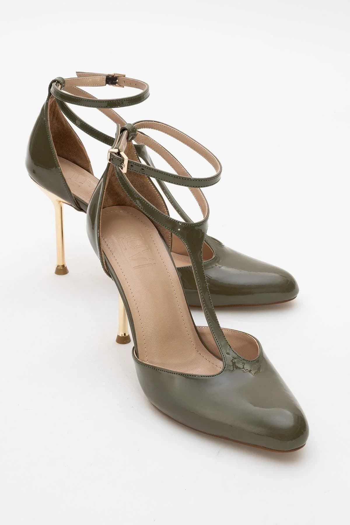 Jon Khaki Patent Stiletto Pump – image 1
