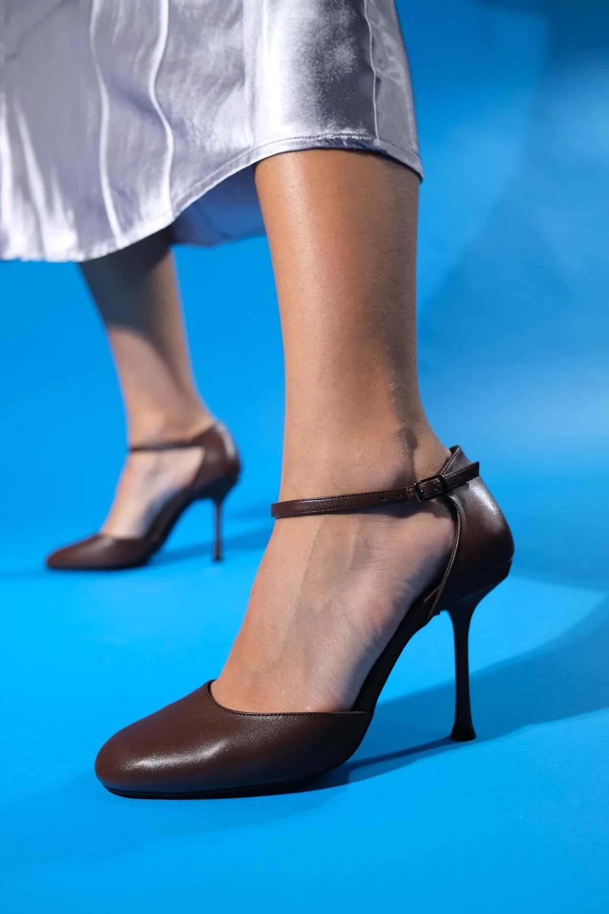 Julia - Brown Round Toe Ankle-Tie High Heel Shoe (Women)