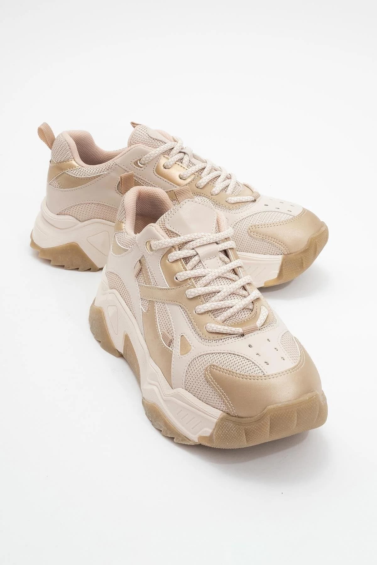 Lecce Beige Gold Thick-Soled Sneaker – image 1