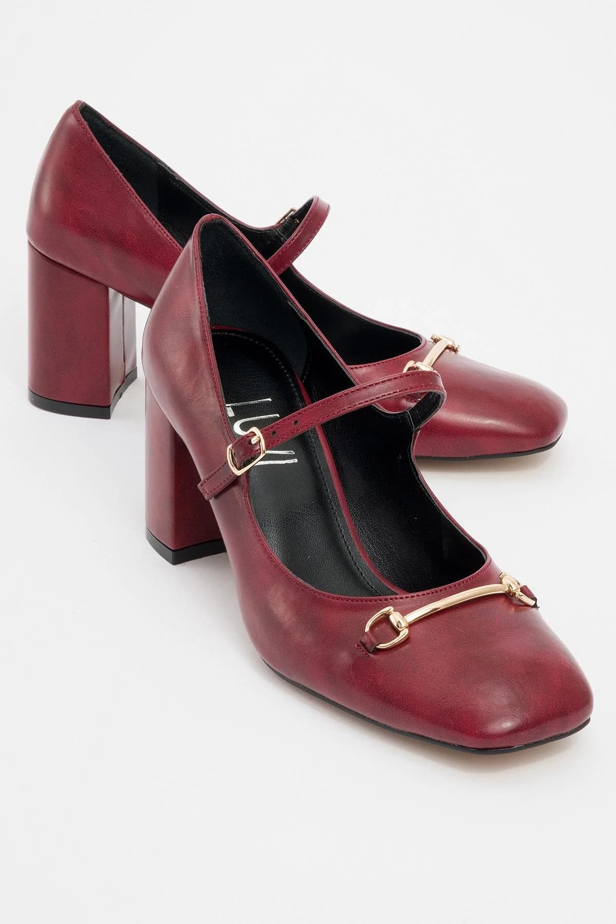 Levan - Burgundy Buckle Chunky Heel Shoe (Women)