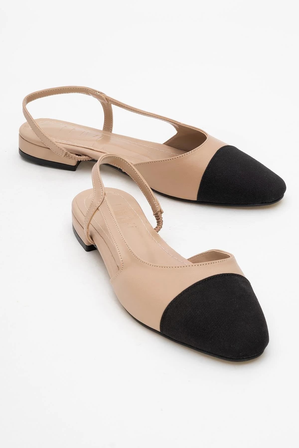 Lujo - Beige Backless Flat Ballerina (Women)