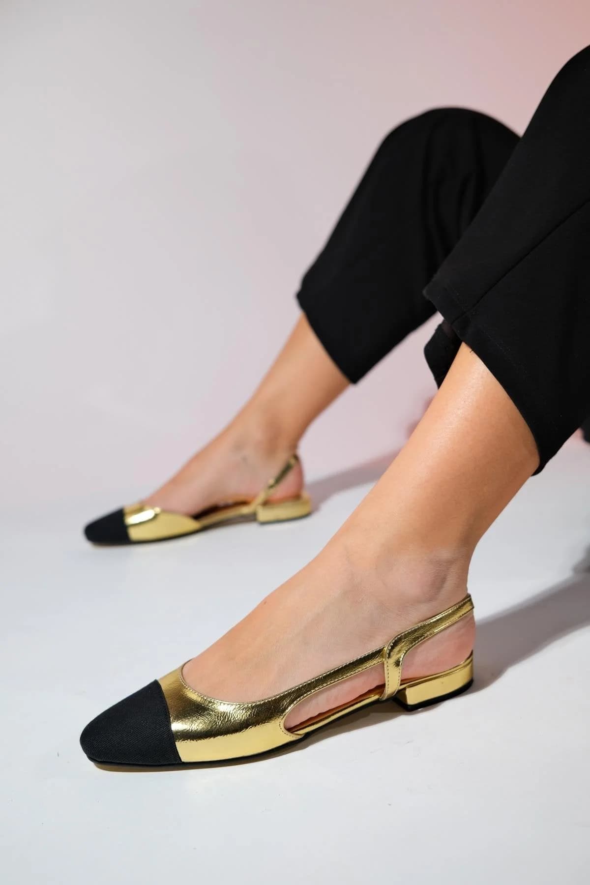 Lujo - Gold Backless Flat Ballerina (Women)