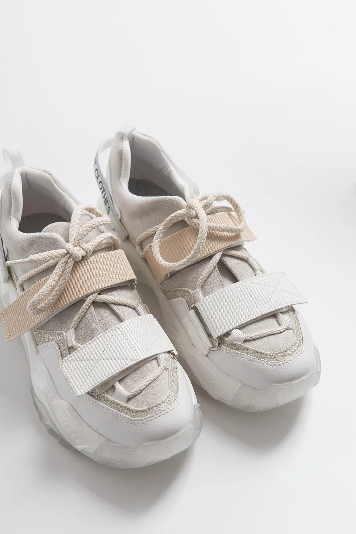 White Glitter-Logo Velcro Sport Sneaker – image 1