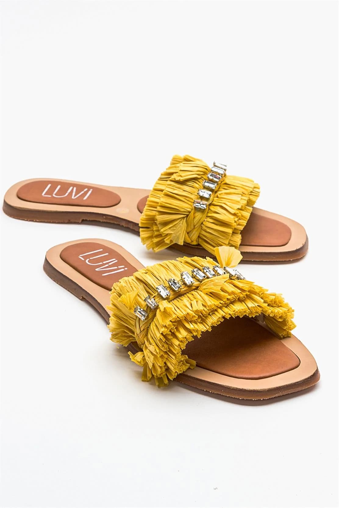 Lupe - Yellow Jeweled Slide (Women)