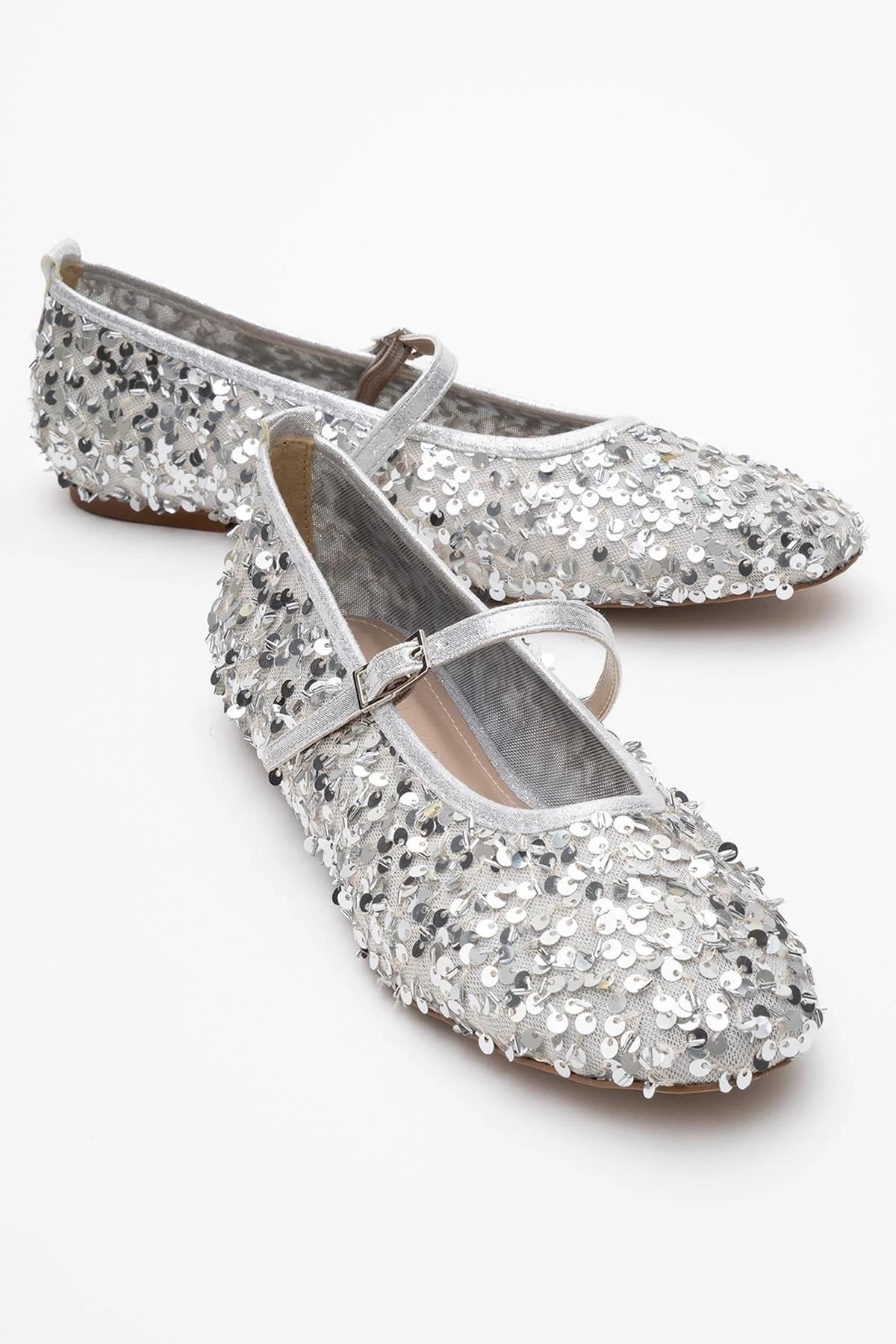 Lush - Silver Sequin Single-Strap Ballet Flat (Women)