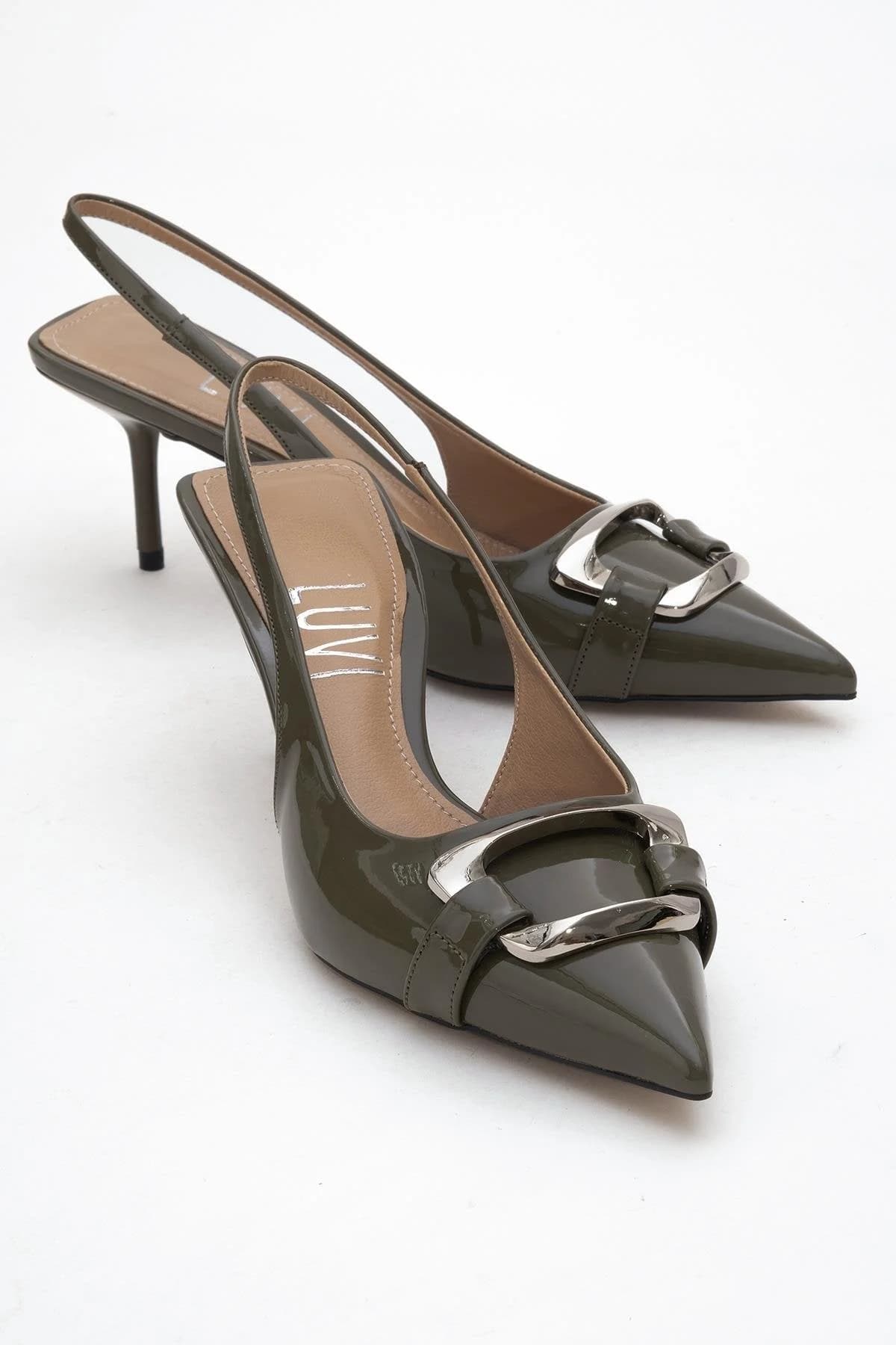 Lustre - Khaki Buckled Pointed Toe Stiletto Pump (Women)