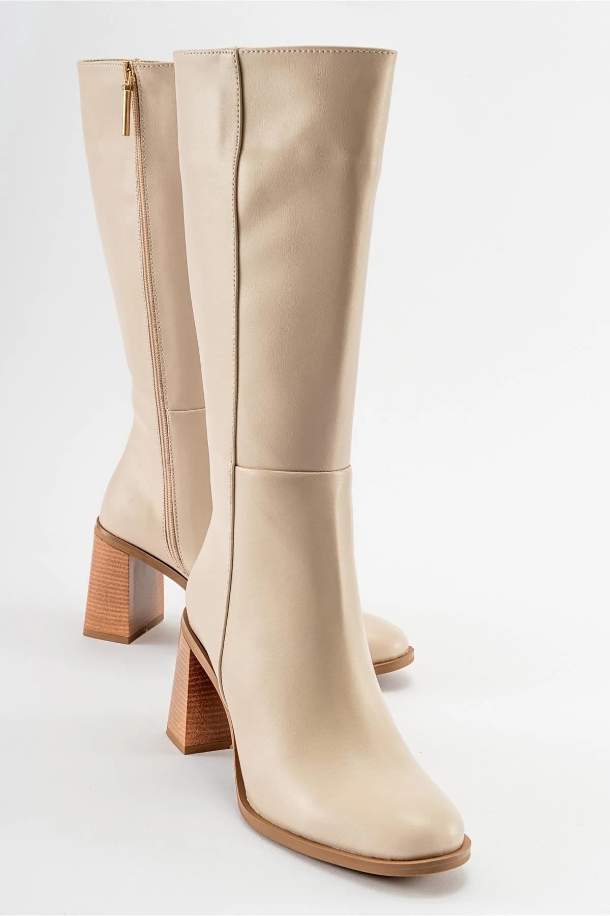 Maranta - Beige Heeled Knee-High Boot (Women)