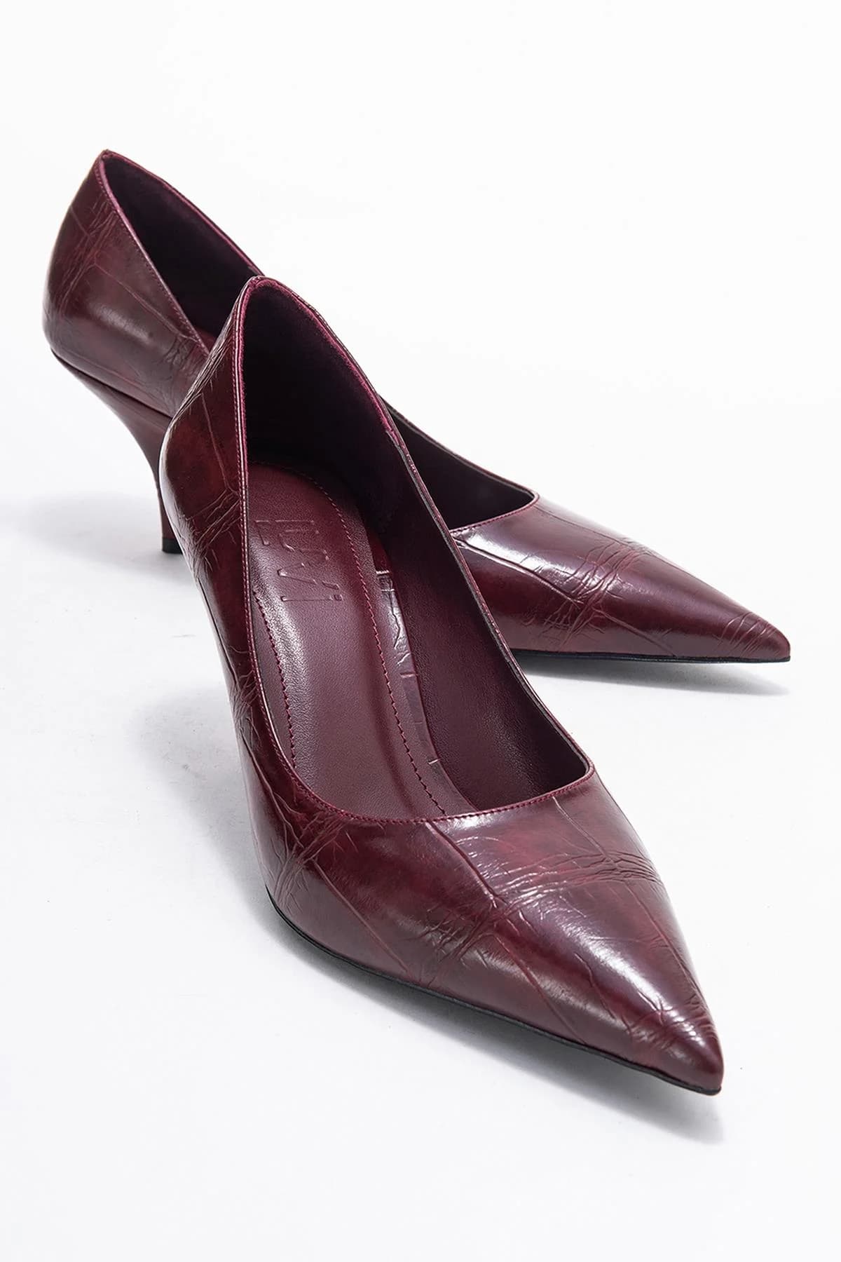 Burgundy Printed Pointed Toe Pump – image 1