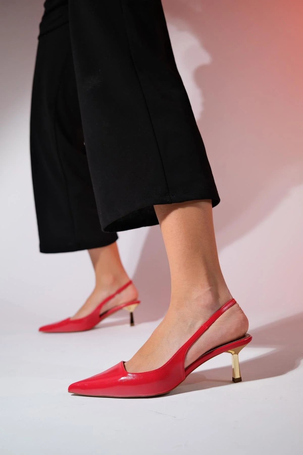 Marten - Red Pointed Toe Slingback Stiletto (Women)
