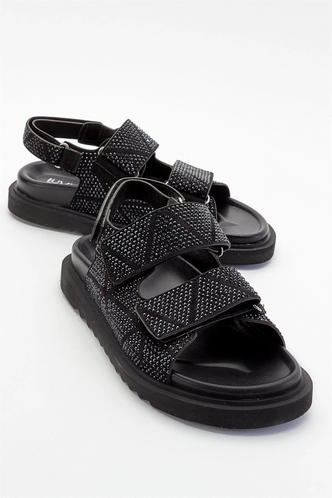 MELLOM Black Embellished Sandal (Women)