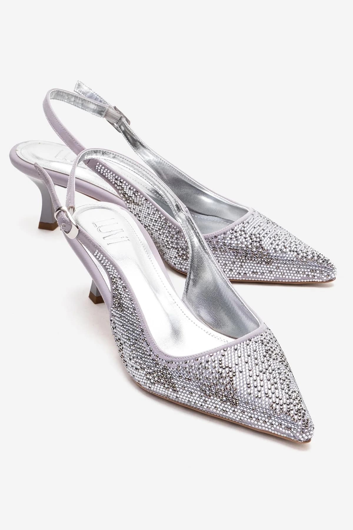 Nella Silver Jewelled Slingback Stiletto Pump – image 1