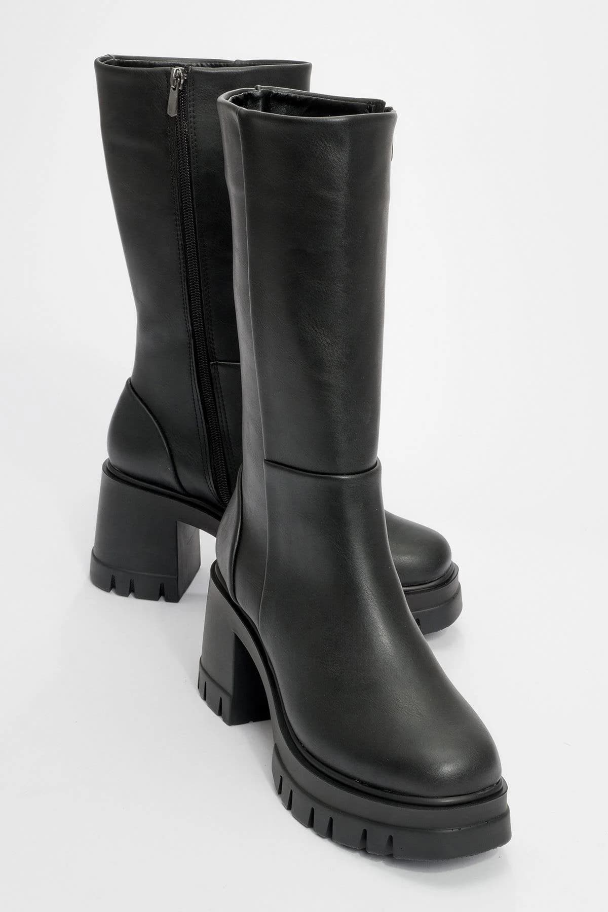 Olia - Black Block Heel Ankle Boot (Women)
