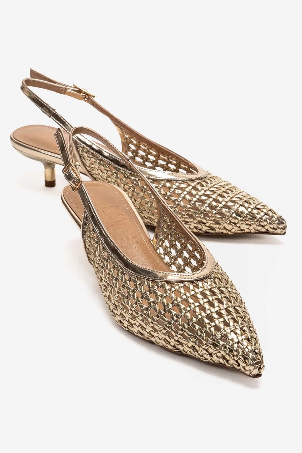 Gold Kitten Heel Shoe – image 1
