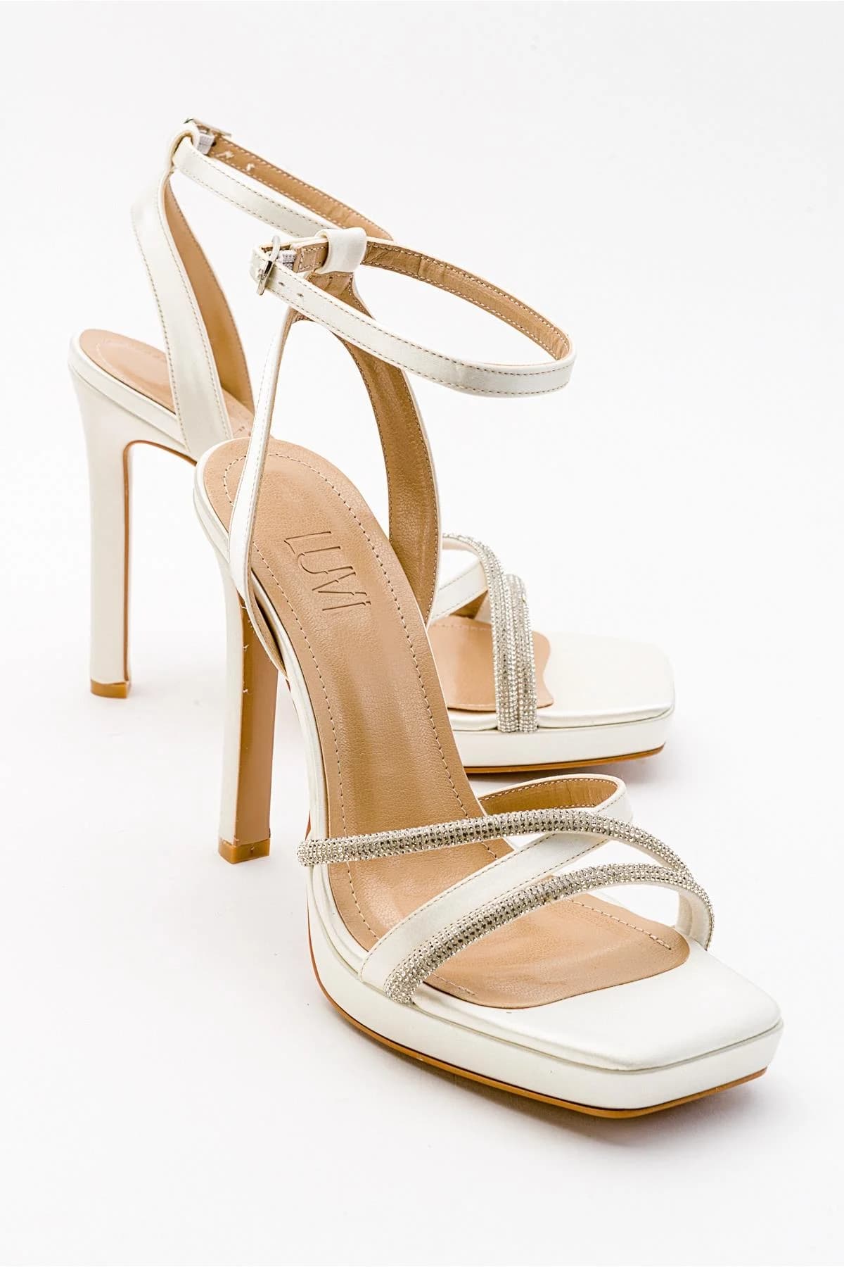 Osea - Ecru Satin Jeweled High Heel Evening Shoe (Women)
