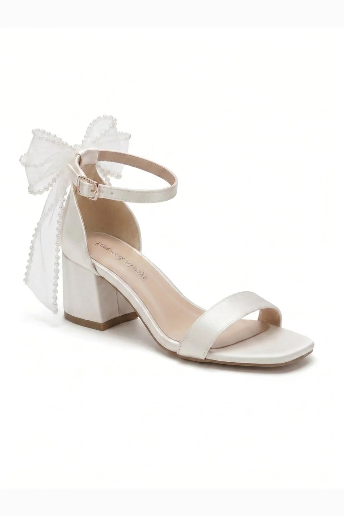Floraya Opentoe Bow Detail Block Heel Bridal Sandals