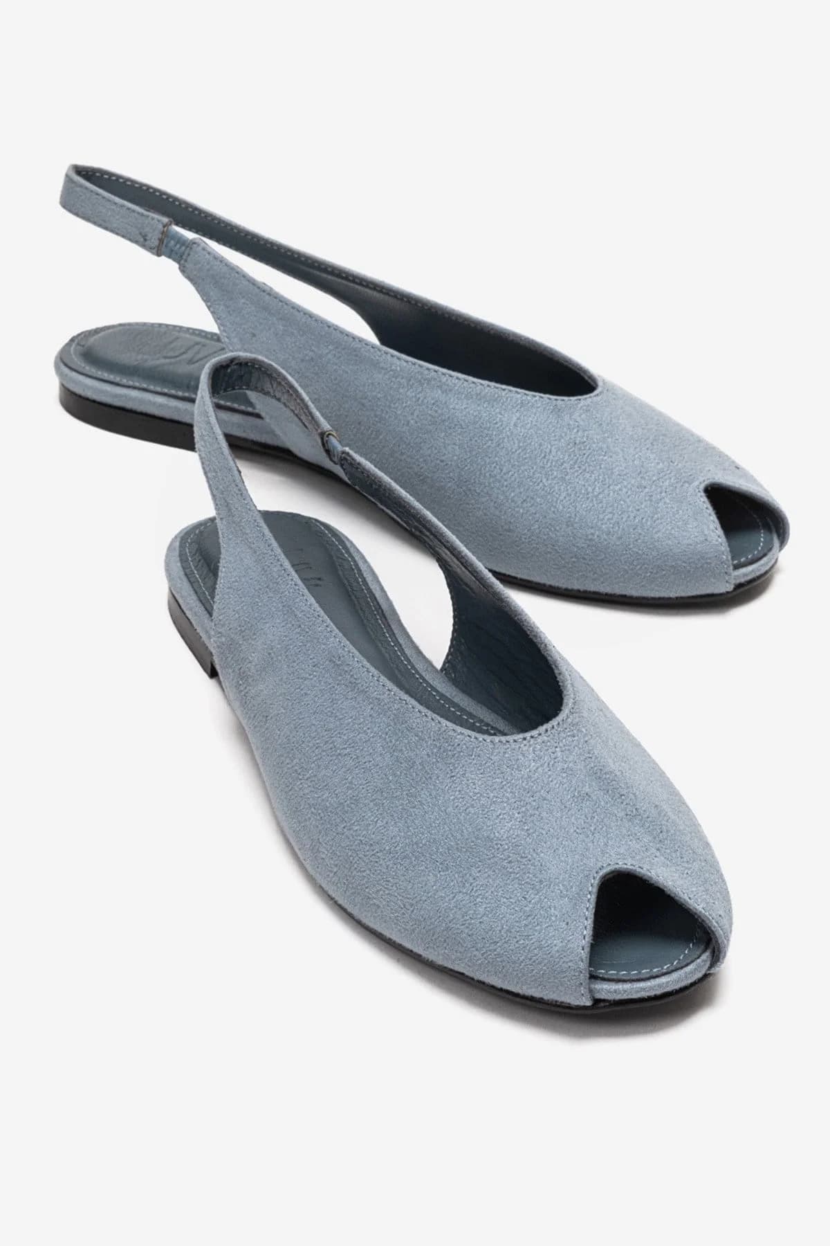 SERINA - Baby Blue Genuine Leather Open Front Slingback Sandal (Women)