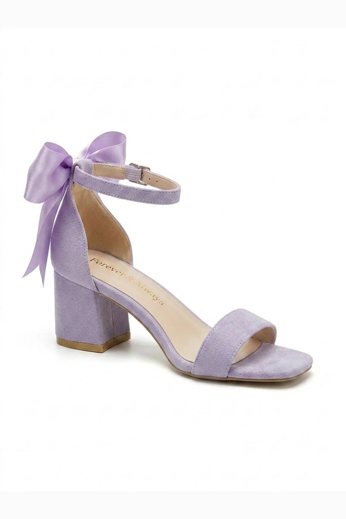 Rochelle Lilac Suede Ankle Strap Block Heel Sandal