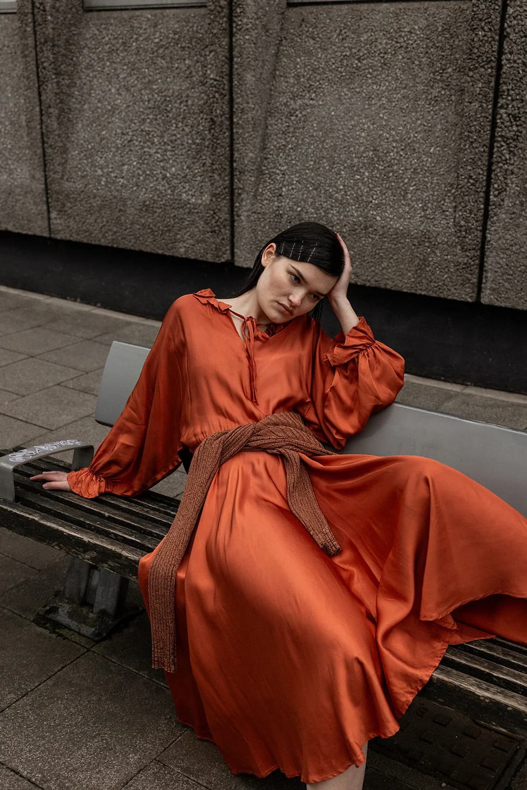 Florence Rust Ruffle Midi Dress – image 1