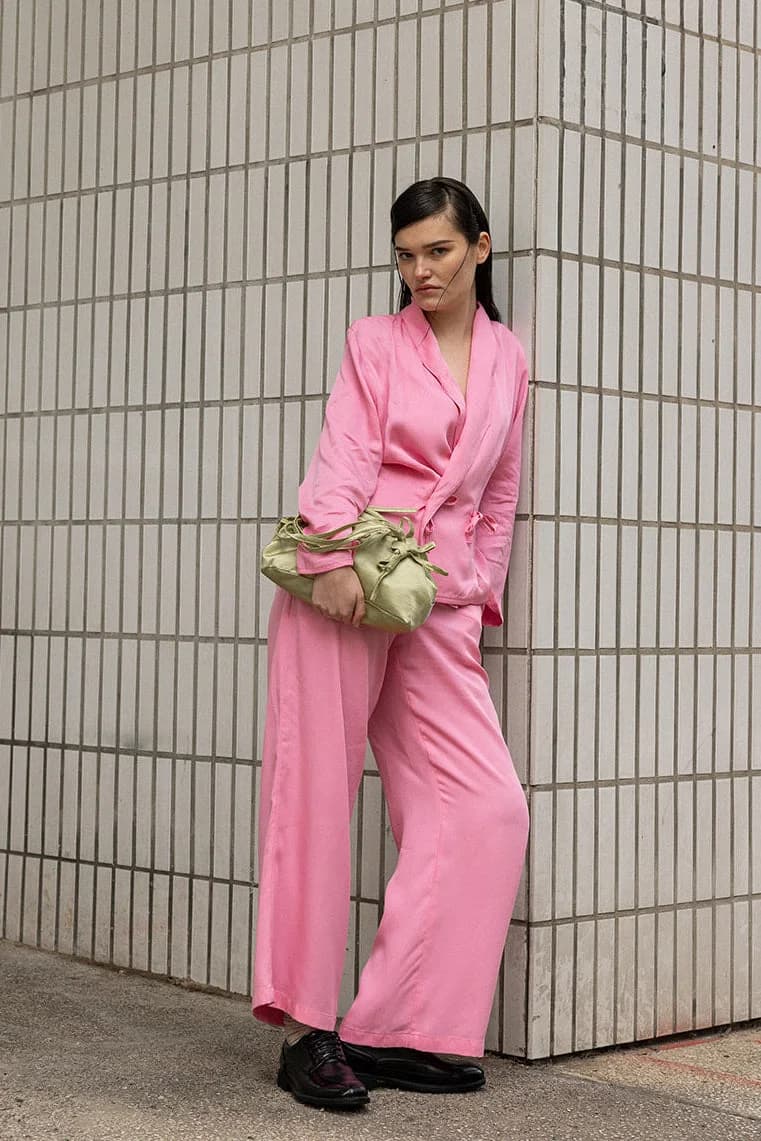 Malala Bow Blazer Jacket in Pink